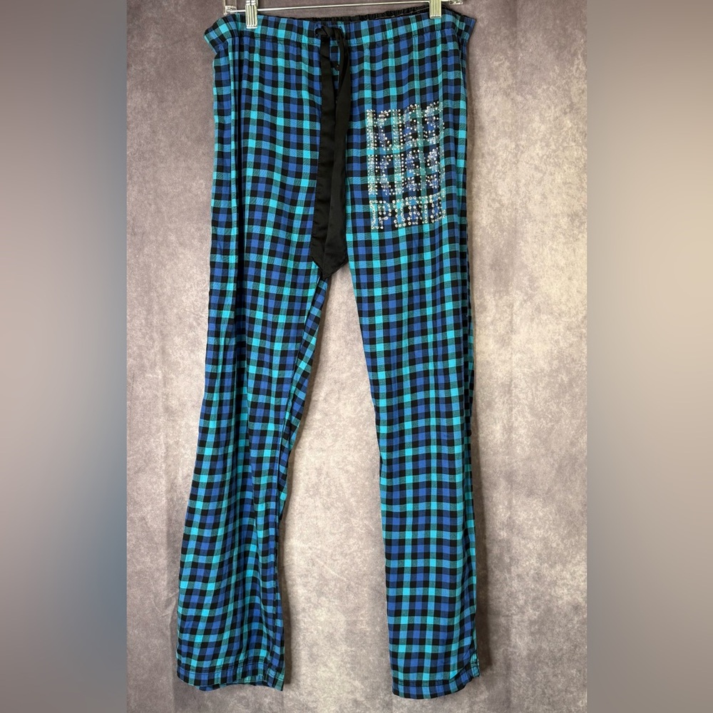 PINK Victoria's Secret Teal and Black Plaid Pants